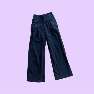 Amazing vintage y2k black cropped wide leg thick cotton pants 🔥